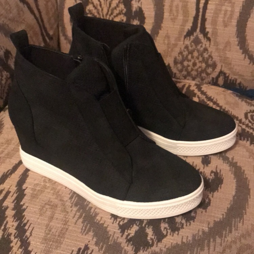 Black Wedge Sneakers